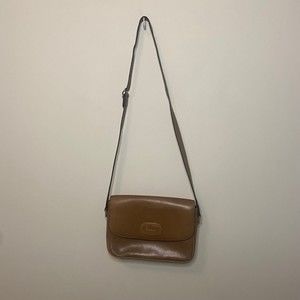 Lancel Paris Vintage Tan Leather Crossbody Purse